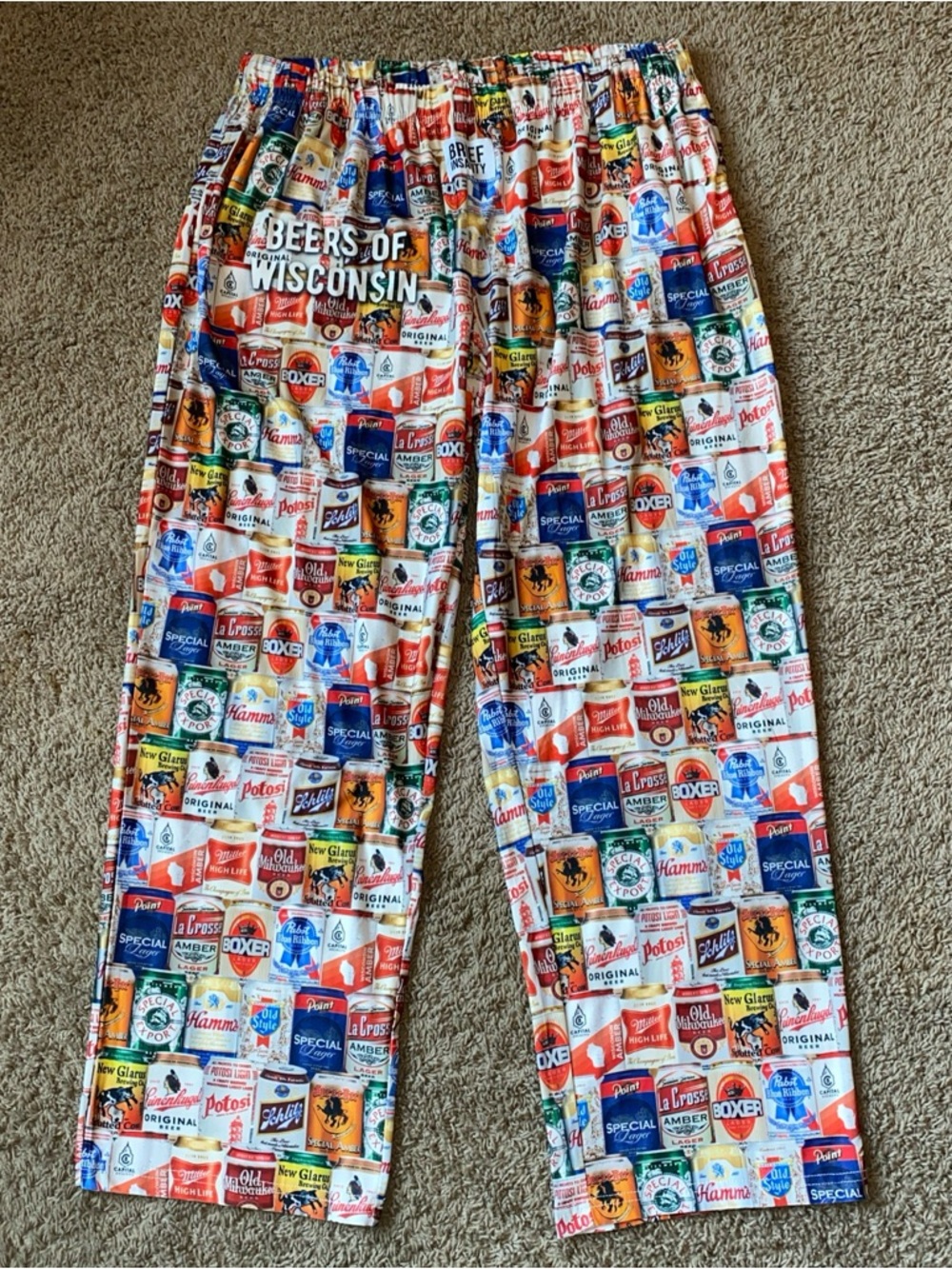 Brief Insanity Beers of Wisconsin Lounge Pants Mens XL Pajama Graphic Print